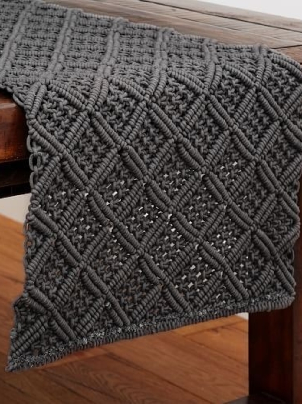 Pottery Barn Charcoal Macramé Throw